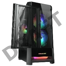 Корпус Cougar Duoface RGB, 2х140мм + 1x120mm ARGB Fan, ARGB Fan Hub, без БП, черный, ATX