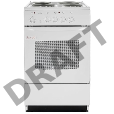 Плита электрическая DE LUXE 5004.12э кр белая ШхГхВ 50x50x85,конфорка на 2кВт,таймер,духовка с терморегулятором, грилем, вертелом с эл./приводом, подсветкой.белая