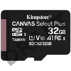 Флеш карта microSDHC 32GB microSDXC Class10 Kingston <SDCS2/32GBSP> Class10 UHS-I Canvas Select up to 100MB/s