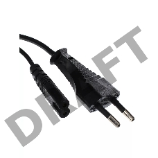 Кабель для аудио-видео техники IEC-320-C7--розетка 220V, 2-pin, 0.5м , черный VCOM/TELECOM