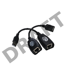Кабель AM/AF удлинитель USB по витой паре(AM/RJ45-RJ45/AF) до 45m VCOM CU824