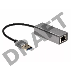 Кабель-переходник USB 3.0 (Am) --> LAN RJ-45 1000 Mbps, Alum Shell, Aopen/Qust <ADU312M>