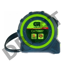 Рулетка СИБРТЕХ Сапфир, двухкомпонентный корпус, 5 м х 25 мм 32582