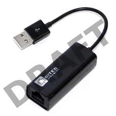 Адаптер USB Ethernet Кабель-адаптер USB2.0 -> RJ45 10/100 Мбит/с, 10см. 5bites UA2-45-02BK