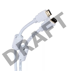Кабель HDMI 19M/M ver 2.0, 5М, 2 фильтра, белый  Aopen <ACG711DW-5M>       