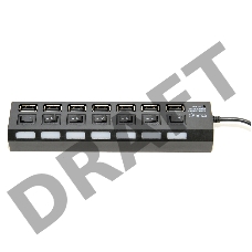 Концентратор USB 5bites HB27-203PBK 7*USB2.0 / БП 5В-2А / 1M / BLACK