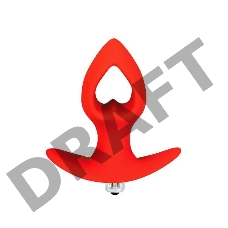 Красная анальная вибровтулка-сердечко с ограничителем - 8 см.