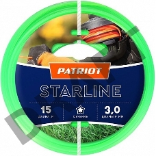 Леска для триммеров PATRIOT Starline D 3,0мм L 15м  звезда, зеленая 300-15-3  Арт. 805201066