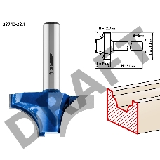 Фреза ЗУБР 28740-38.1  пазовая фасонная №1 d= 38.1мм дл.-19мм рад.-12.7мм хв.-8мм