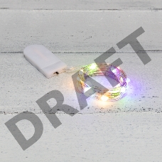 Гирлянда «Роса» с крупными каплями 2 м, 20 LED, цвет свечения мультиколор, 2хCR2032 в комплекте, тонкий батарейный блок NEON-NIGHT