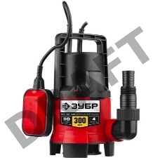 Дренажный насос ЗУБР для грязной воды, 300 Вт НПГ-М1-300