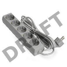 Удлинитель ExeGate EX285826RUS  ECE-5-5G (5 евророзетки с заземлением, 5м, серый)