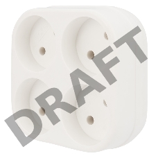 Четверник электрический 6А без заземления, белый REXANT