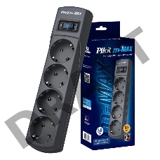 Сетевой фильтр Pilot m-MAX 5м (4 розетки) серый (коробка)