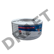 Провод соединительный ПВС 2x1,5 мм², белый, длина 20 метров, ГОСТ 7399-97  REXANT