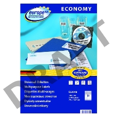 Этикетки Europe100 ELA048-100 ELA048 A4 70x16.9мм 51шт на листе/70г/м2/100л./белый матовое самоклей. универсальная