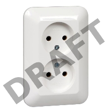 Розетка 2-м СП Прима 16А IP20 без заземл. без защ. шторок (опт. упак.) бел. SchE RS16-211-B