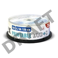 Диск DVD+R Mirex 4.7 Gb, 16x, Cake Box (25), Ink Printable (25/300)