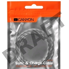 Кабель Lightning/USB, braided, metallic shell, cable length 1m, Dark gray CANYON <CNE-CFI3DG>