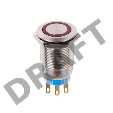 Кнопка  антивандальная Ø19 12В Б/Фикс (5с) (ON)-OFF/(OFF)-ON красная  REXANT