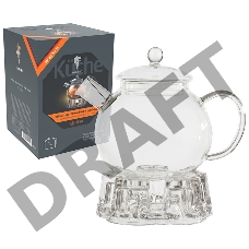 Чайник заварочный на подставке AROMA, объем:1000 мл (боросиликатное стекло, фильтр из нерж.стали)