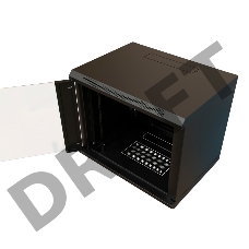 Шкаф коммутационный WRline (WR-TW-1266-GP-RAL9004) настенный 12U 600x600мм пер.дв.стекл 2 бок.пан. 60кг черный 520мм 650мм IP20 сталь