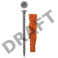 Дюбель универсальный полипропиленовый, без бортика, в комплекте с оцинкованным шурупом, 8 х 52 мм, 6 шт, ЗУБР