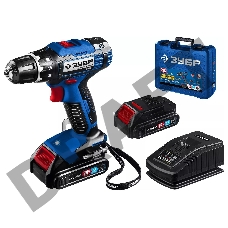 Дрель-шуруповерт ЗУБР 20В, 2 АКБ (2Ач), в кейсе, Профессионал. DL-201-22