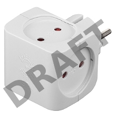 Тройник ЭРА SP-4-W  4гнезда без заземления со шторками белый