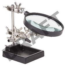 Держатель «Третья рука» REXANT, 2 зажима, чугун, лупа 90 мм