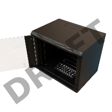 Шкаф коммутационный WRline (WR-TW-1545-GP-RAL9004) настенный 15U 600x450мм пер.дв.стекл 2 бок.пан. 60кг черный 370мм 775мм IP20 сталь