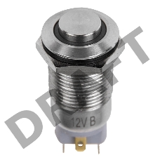 Кнопка  антивандальная Ø12 12В Фикс (2с) ON-OFF синяя  REXANT