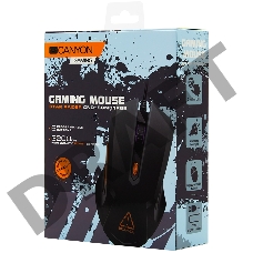 Мышь Optical Gaming Mouse with 6 programmable buttons, Pixart optical sensor, 4 levels of DPI and up to 3200, 3 million times key life, 1.65m PVC USB cable,rubber coating surface and colorful RGB lights, size:125*75*38mm, 115g