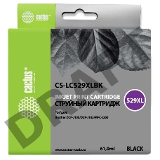Картридж струйный Cactus CS-LC529XLBK черный для Brother DCP-J100/J105/J200 (58мл)