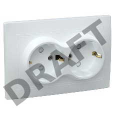 Розетка силовая Iek ERK21-K01-16-DM РСш12-3-КБ Розетка 2местн. c з/к с защ.штор. 16А КВАРТА (белый)