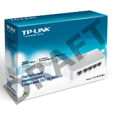 Коммутатор TP-Link SOHO  TL-SF1005D Коммутатор 5-port 10/100M mini Desktop Switch, 5 10/100M RJ45 ports, Plastic case