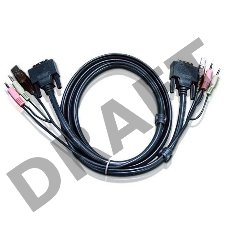 Кабель ATEN KVM USB(тип А Male)+DVI-D(Male)+2хАудио(Male) (-) USB(тип B Male)+DVI-D(Male)+2хАудио(Male) 1,8м., черный. CABLE DVI/USBA/SP.MC-DVI/USB B 1.8M
