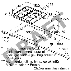 Газовая варочная панель Siemens, iQ100, EB6C5PB82M, серебристый