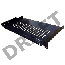 Полка фронтальная, с возможностью установки заднего фиксатора, глубина 300 мм, 1U, нагрузка - 18 кг