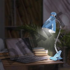 Светильник настольный Моби REXANT  на металлической стойке с зажимом-прищепкой, с цоколем Е27, 60 Вт, цвет летнее небо 