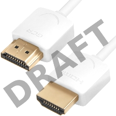 Ультратонкий кабель GCR HDMI2.0 для AppleTV, SLIM, 1.0m, белый, OD3.8mm, HDR 4:2:0, Ultra HD, 4K60Hz, 18.0 Гбит/с, 32/32 AWG GCR Ультратонкий кабель HDMI2.0 для AppleTV, SLIM, 1.0m, белый, OD3.8mm, HDR 4:2:0, Ultra HD, 4K60Hz, 18.0 Гбит/с, 32/32 AWG