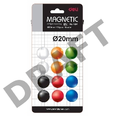 Магнит для досок Deli E7824 ассорти d=20мм круглый (упак.:12шт)