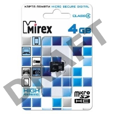 Флеш карта microSD 4GB Mirex microSDHC Class 4
