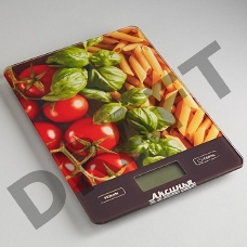 Весы настольные электронные АКСИНЬЯ КС-6500 Итальянская кухня: 5 кг, стекло (Россия)(24)