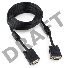 Кабель Gembird/Cablexpert CC-PPVGA-5M-B, Кабель VGA Premium , 15M/15M, 5.0м,черный,тройной экран, феррит.кольца 