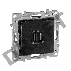 Etika Антрацит Розетка USB 2-ая 240В/5В 2400мА | 672694 | Legrand