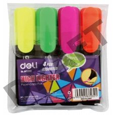 Набор маркеров текстовых Deli E37232 скошенный пиш. наконечник 1-5мм 4цв. пакет с европодвесом (4шт.)