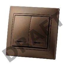 Выключатель 2-кл. СП Мира 10А IP20 с подсветкой свет. корич. перламутр LEZARD 701-3131-112