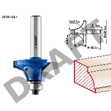 Фреза кромочная калевочная №1 ПРОФЕССИОНАЛ (38.1х17.5х58.7 мм; R12.7 мм; хвостовик 8 мм; ВК6) Зубр 28700-38.1