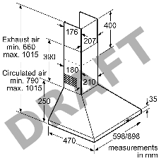 Вытяжка для настенного монтажа SIEMENS iQ100 LC64PCC50M, ширина 60см, нержавеющая сталь